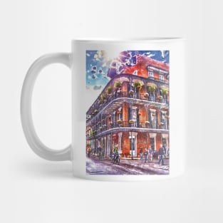 New Orleans Watercolor with Happy Blue Skies and Classic Architecture Mug